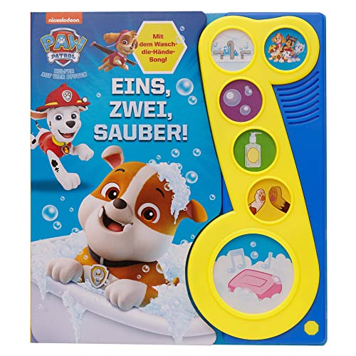 PAW Patrol - Eins, zwei, sauber! - Liederbuch mit Sound - Pappbilderbuch mit 6 Melodien und Geräuschen: Tönendes Buch PAW Patrol - Eins, zwei, sauber! - Liederbuch mit Sound - Pappbilderbuch mit 6 Melodien und Geräuschen: Tönendes Buch
