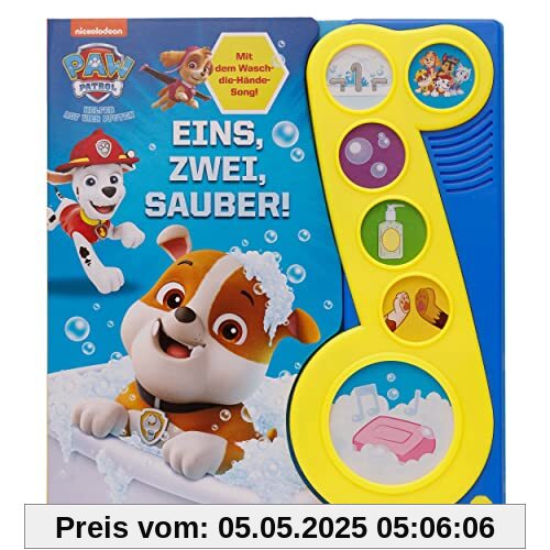 PAW Patrol - Eins, zwei, sauber! - Liederbuch mit Sound - Pappbilderbuch mit 6 Melodien und Geräuschen: Tönendes Buch