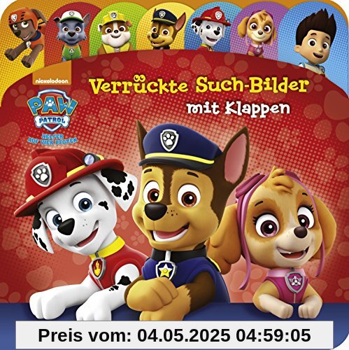 PAW Patrol - Verrückte Such-Bilder mit Klappen - Pappbilderbuch mit 20 Klappen und Register - Wimmelbuch für Kinder ab 18 Monaten