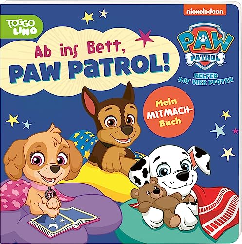 PAW Patrol Pappbilderbuch: Ab ins Bett, PAW Patrol!: Interaktive Gutenachtgeschichte für Kinder ab 3 Jahren | Mit Marshall, Rubble, Chase, Rocky und Skye