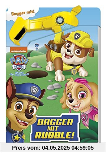 PAW Patrol: Bagger mit Rubble!: Pappbilderbuch mit beweglicher Baggerschaufel aus Kunststoff mit Einrastfunktion