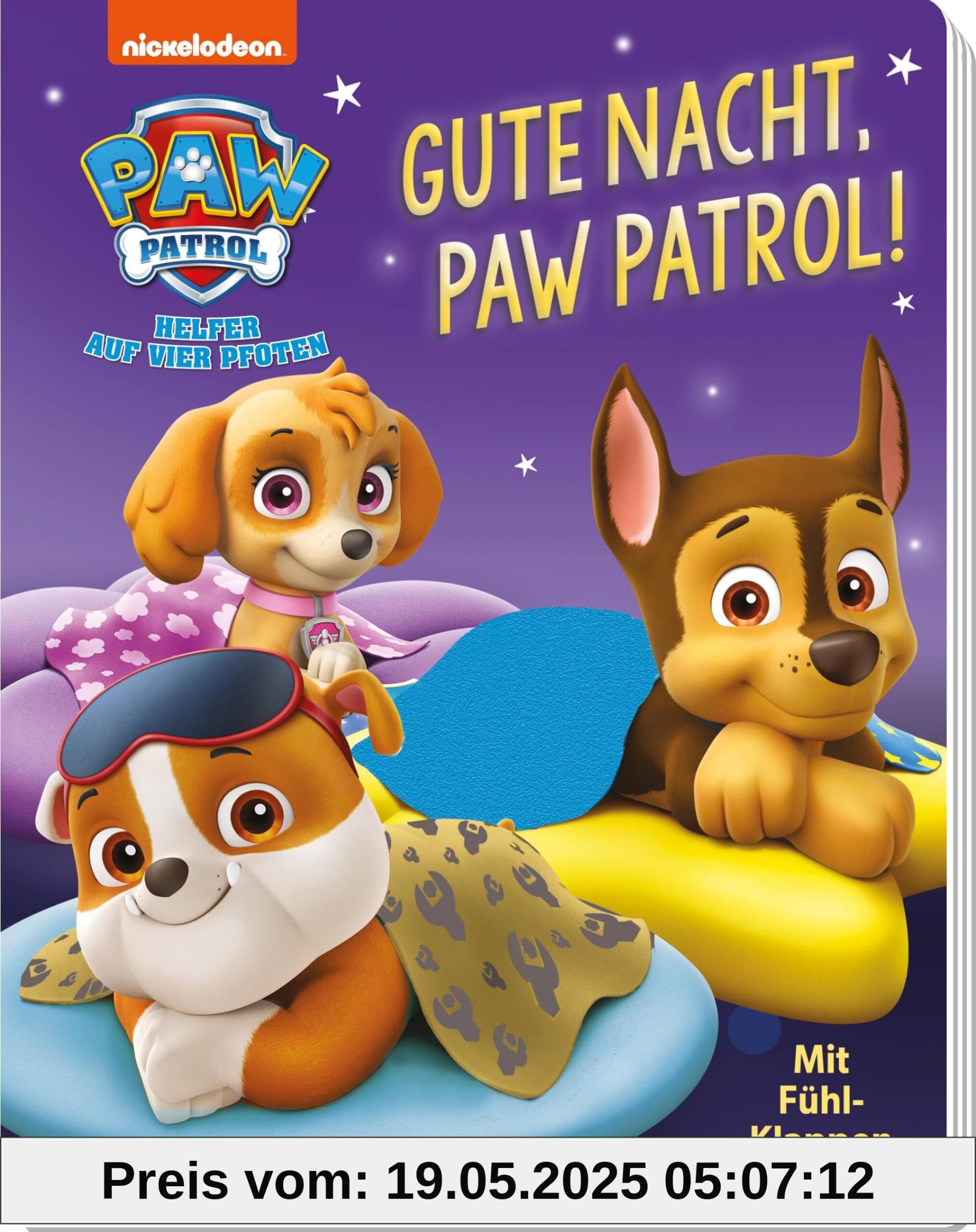 PAW Patrol: Gute Nacht, PAW Patrol!: Pappbilderbuch mit textilen Klappen