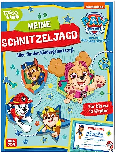 PAW Patrol Mitmachbuch: Meine Schnitzeljagd: Alles für den Kindergeburtstag! | Einladungskarten, Schatzkarte, Rätsel und Urkunden für bis zu 12 Kinder ab 4 Jahren von Nelson