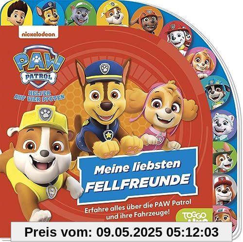 PAW Patrol: Meine liebsten Fellfreunde - Erfahre alles über die PAW Patrol, ihre Fahrzeuge und ihre Ausrüstung!: Pappbilderbuch mit Register