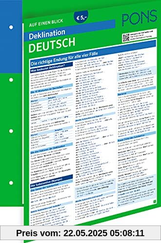 PONS Deklination Deutsch auf einen Blick: Die richtige Endung für alle vier Fälle (PONS auf einen Blick)