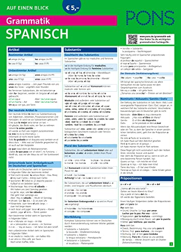 PONS Grammatik auf einen Blick Spanisch: Alle wichtigen grammatischen Themen auf einen Blick (PONS Auf einen Blick)