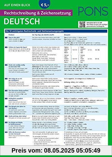 PONS Rechtschreibung und Zeichensetzung auf einen Blick Deutsch: Kompakte Übersicht: Schreiben lernen (PONS Auf einen Blick)