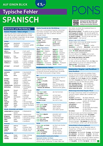 PONS Typische Fehler auf einen Blick Spanisch - So vermeiden Sie die häufigsten sprachlichen Fettnäpfchen!: Alle wichtigen Regeln - einfach und verständlich (PONS Auf einen Blick) von Pons GmbH