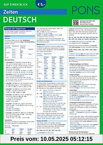 PONS Zeiten auf einen Blick Deutsch: Alle Zeiten im Überblick (PONS Auf einen Blick)