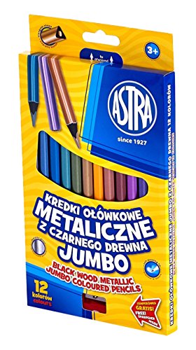 Pack de 12 Crayons métallisés bois noir jumbo 12 couleurs