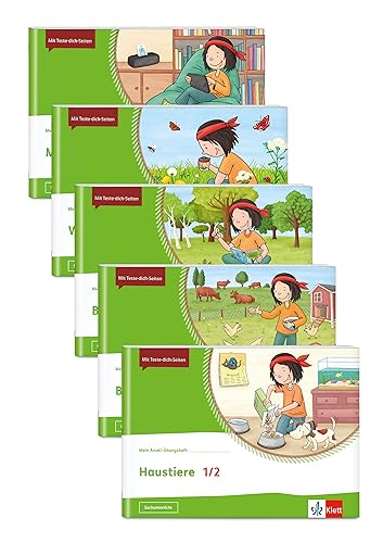 Paket Sachunterricht 1/2: 5 Hefte im Paket: Haustiere | Bauernhoftiere | Bäume | Wiese | Medien Klasse 1/2 (Mein Anoki-Übungsheft)