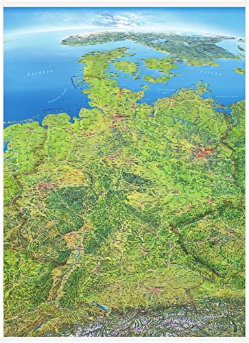Panoramakarte Deutschland: einseitig laminiert, mit Leisten oben und unten: Poster beleistet