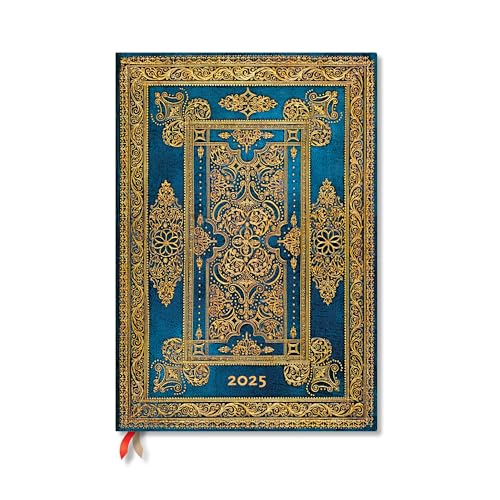 Paperblanks 2025 Weekly Planner Blue Luxe Luxe Design 12-Month Grande Vertical Elastic Band 160 Pg 100 GSM von Paperblanks