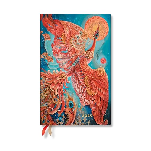 Paperblanks 2025 Weekly Planner Firebird Birds of Happiness 12-Month Flexis Maxi Horizontal Elastic Band 176 Pg 100 GSM von Paperblanks