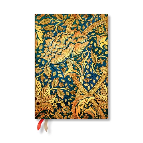 Paperblanks 2025 Weekly Planner Morris Windrush William Morris 12-Month Flexis MIDI Horizontal Elastic Band 176 Pg 100 GSM von Paperblanks