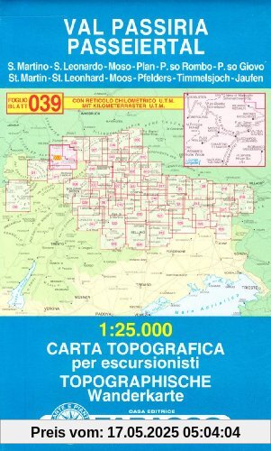 Passeiertal: Wanderkarte Tabacco 039. 1:25000 (Cartes Topograh)