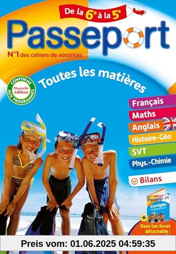 Passeport - Toutes les matières - De la 6e à la 5e - Cahier de vacances 2024