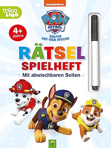 PAW Patrol Rätselspielheft mit Stift und abwischbaren Seiten: Für Kinder ab 4 Jahren I Labyrinthe, Von Punkt zu Punkt, Zeichenschule von Schwager & Steinlein Verlag GmbH