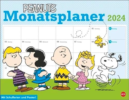Peanuts Monatsplaner 2024. Praktischer Wandplaner mit den bekannten Peanuts-Comics. Kultiger Wandkalender zum Eintragen. Terminkalender mit lustigen Bildergeschichten. von Heye