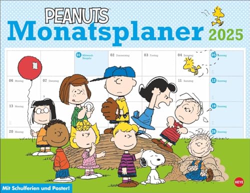 Peanuts Monatsplaner 2025: Praktischer Wandplaner mit den bekannten Peanuts-Comics. Kultiger Wandkalender zum Eintragen. Terminkalender mit lustigen Bildergeschichten. (Peanuts Kalender Heye) von Heye
