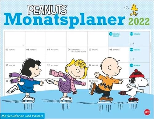Peanuts Monatsplaner: Mit Schulferien und Poster!