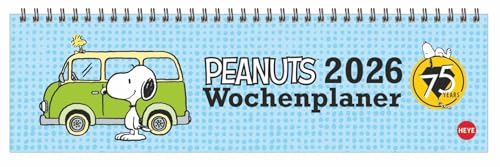 Peanuts Wochenquerplaner 2026: Kultiger Tischkalender für den Arbeitsplatz. Spiral-Kalender mit Snoopy, Charlie Brown und Co. Wochenplaner 2026 quer. (Tischkalender Heye) von Heye