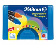Pelikan 722959 - Wachsmalstifte wasservermalbar Kunststoff-Etui mit 8 dicken runden Stiften und Schaber von Pelikan