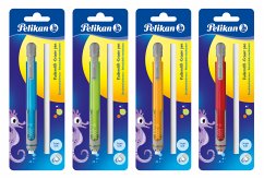 Pelikan Radierstift inkl. Ersatzradierer, farbig sortiert, 1 Stück auf Blisterkarte von Pelikan