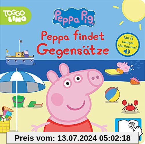 Peppa Pig - Peppa findet Gegensätze - Pappbilderbuch mit 6 integrierten Sounds - Soundbuch für Kinder ab 18 Monaten