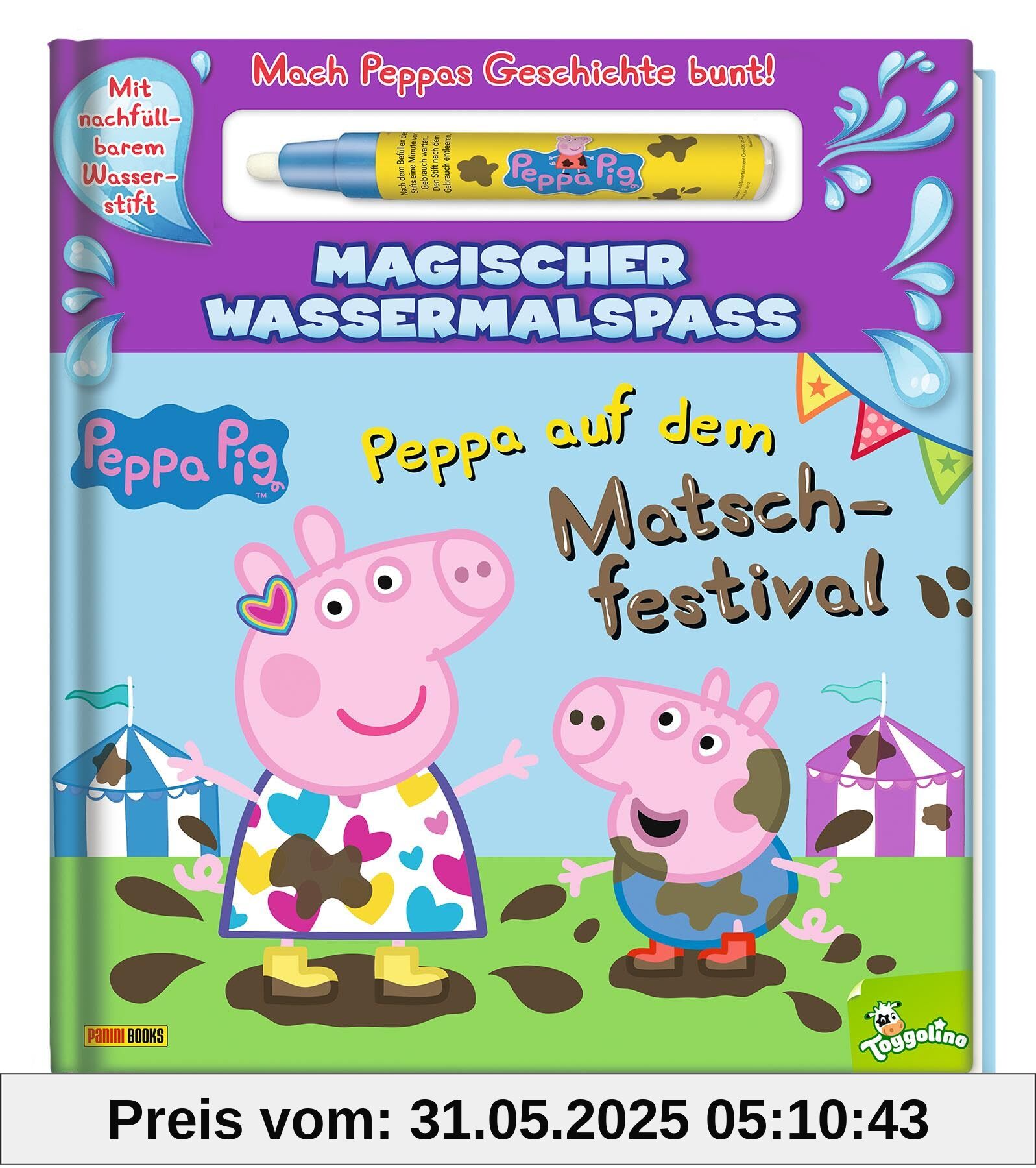 Peppa Pig: Peppa auf dem Matschfestival - Magischer Wassermalspaß: Pappbilderbuch mit Geschichte und magischem Wassermalstift
