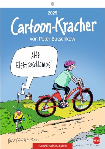 Peter Butschkow: Cartoon-Kracher Halbmonatskalender 2025: Geschenkidee vom Feinsten für alle Fans des deutschen Cartoonisten: Der Humor-Kalender 2025 im Format 21 x 29,7 cm von Heye