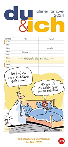 Peter Butschkow: Du & ich Planer für zwei 2024. Wand-Kalender 2024 zum Eintragen mit den bekannten Cartoons aus dem Pärchenalltag. Kalender für 2 mit Platz für Termine. Peter Butschkow: Du & ich Planer für zwei 2024. Wand-Kalender 2024 zum Eintragen mit den bekannten Cartoons aus dem Pärchenalltag. Kalender für 2 mit Platz für Termine.