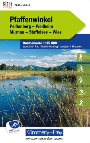 Pfaffenwinkel Peissenberg, Weilheim, Murnau, Staffelsee, Wies Nr. 28 Outdoorkarte Deutschland 1:35 000: Free Download mit HKF Outdoor App (Kümmerly+Frey Outdoorkarten Deutschland, Band 28) von Kümmerly+Frey