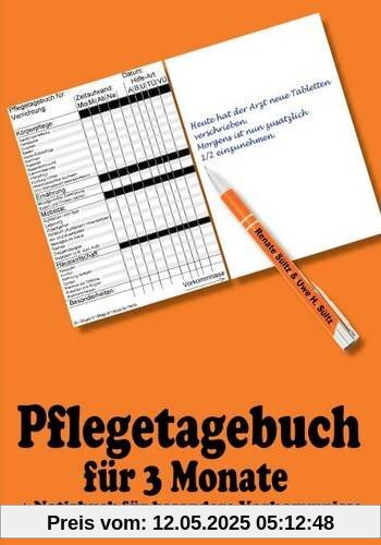 Pflegetagebuch für 3 Monate - inkl. Notizbuch