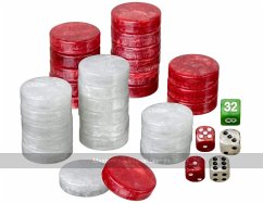 Philos 4108 - Backgammon Spielsteine+Würfel, Turnier, rot/weiß, 40 x 10mm, Kunststoff