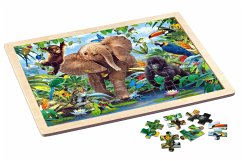 Philos 9002 - Rahmenpuzzle, Junior Jungle, Tierpuzzle, Holz, 48 Teile von Philos