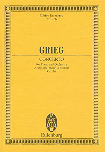 Klavierkonzert a-Moll: op. 16. Klavier und Orchester. Studienpartitur. (Eulenburg Studienpartituren)