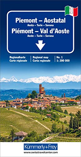 Piemont - Aostatal Regionalkarte Italien Nr. 1 1:200000: Aosta-Turin-Savona (Kümmerly+Frey Regionalkarten, Band 1) von Kmmerly und Frey