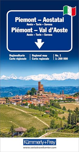 Piemont - Aostatal Regionalkarte Italien Nr. 1 1:200000: Aosta-Turin-Savona (Kümmerly+Frey Regionalkarten, Band 1)