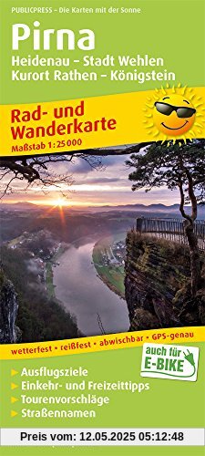 Pirna, Pillnitz - Stadt Wehlen - Kurort Rathen - Königstein: Rad- und Wanderkarte mit Ausflugszielen, Einkehr- & Freizeittipps, wetterfest, reissfest, ... 1:25000 (Rad- und Wanderkarte / RuWK)