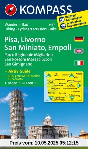 Pisa - Livorno - San Miniato - Empoli - Parco Regionale Migliarino San Rossore Massaciuccoli - San Gimignano 1 : 50 000: Wanderkarte mit Aktiv Gide und Radrouten. GPS-genau. 1:50000