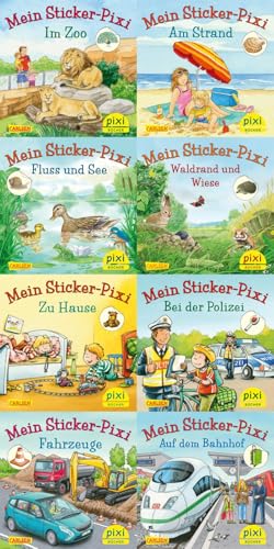 Pixi-8er-Set 234: Pixis neue Sticker-Bücher (8x1 Exemplar) (234): Mein Sticker-Pixi - Im Zoo. Fluss und See. Zu Hause. Fahrzeuge. Am Strand. Waldrand und Wiese. Bei der Polizei. Auf dem Bahnhof