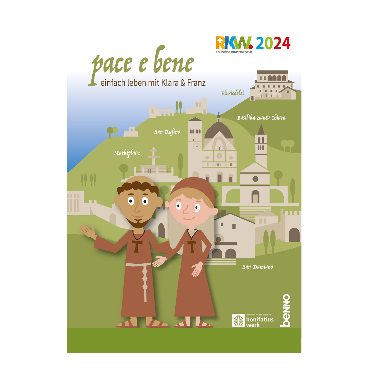Plakat A2 »pace e bene – einfach leben mit Klara & Franz« – RKW 2024 Plakat A2 »pace e bene – einfach leben mit Klara & Franz« – RKW 2024 von St. Benno Verlag