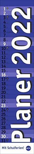 Planer long 2022 blau - Streifenkalender - Langplaner - Bürokalender - Wandkalender mit Monatskalendarium und Schulferien - 11 x 49 cm von Heye