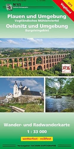 Plauen und Umgebung - Oelsnitz und Umgebung: Wander- und Radwanderkarte 1:33 000 von SACHSEN KARTOGRAPHIE