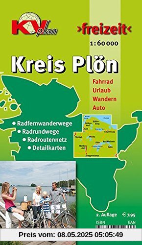 Plön Kreis: 1:60.000 Freizeitkarte mit Radfernwegen, Radrundwegen, Radroutennetz und 17 Detailkarten (KVplan Schleswig-Holstein-Region)