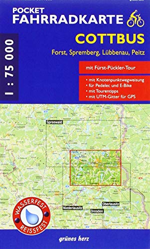 Pocket-Fahrradkarte Cottbus, Forst, Spremberg, Lübben, Peitz: Maßstab 1:75.000. Wasser- und reißfest. (Fahrradkarten)