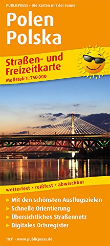 Polen, Polska: Straßen- und Freizeitkarte mit Touristischen Straßen, Highlights der Region und digitalem Ortsregister. 1:750.000 (Straßen- und Freizeitkarte: StuF)