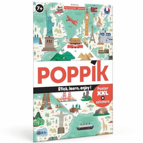 Poppik - Tour du monde: 1 poster + 71 stickers repositionnables von BAYARD JEUNESSE