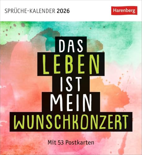 Positive-Sprüche-Kalender Postkartenkalender 2026 - Mit 53 Postkarten: Farbenfroher Wochenkalender voller Weisheiten, Inspiration und Optimismus mit Glücks-Botschaften zum Sammeln Positive-Sprüche-Kalender Postkartenkalender 2026 - Mit 53 Postkarten: Farbenfroher Wochenkalender voller Weisheiten, Inspiration und Optimismus mit Glücks-Botschaften zum Sammeln von Harenberg